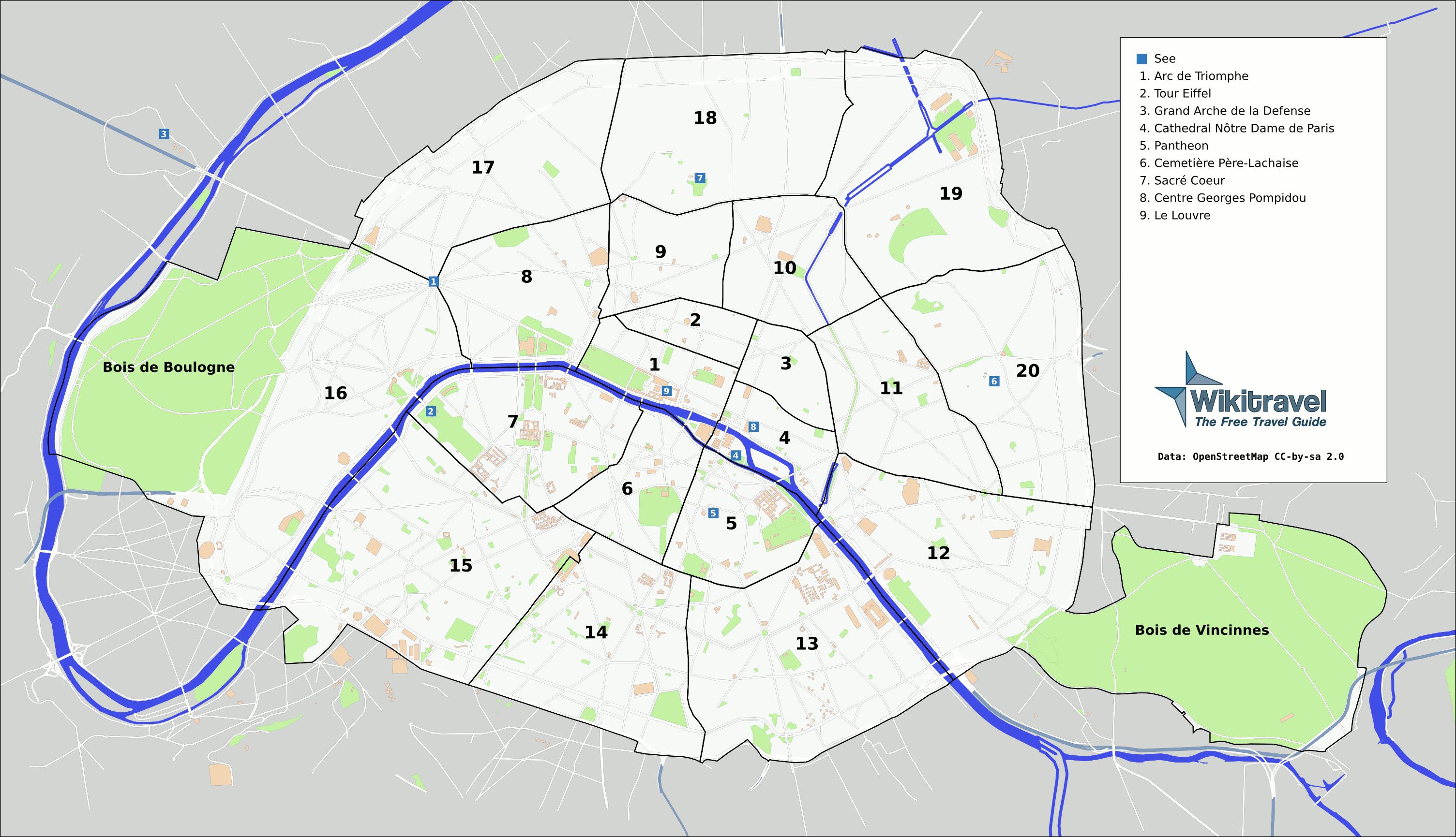 Paris park map - Paris parqet hartë (Île-de-france - Francë)